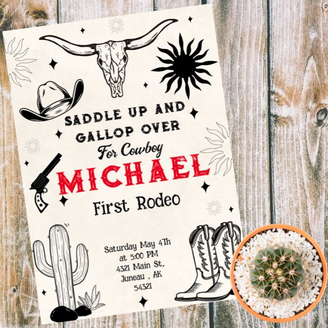 Convites País Selvagem de Cowboy Ocidental (Criador carregado)