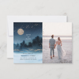 Convites Paisagem Azul Noite Duas Fotografias Salvar A Data