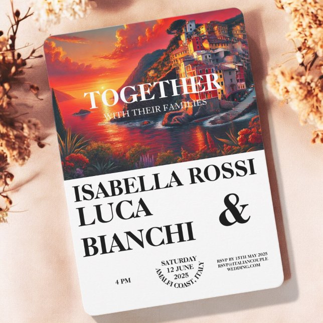 Convites Paisagem de Aquarelas Costeiras do Sol Italiano (Criador carregado)