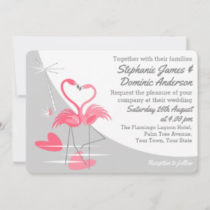 Convites Paisagem de casamento de Flamingo Love
