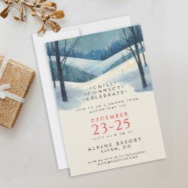 Convites Paisagem de Inverno Azul Corporativo Elegante em A