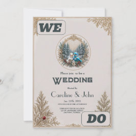 Convites Paisagem de inverno com casal de casamento de páss