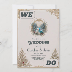 Convites Paisagem de inverno com casal de casamento de páss