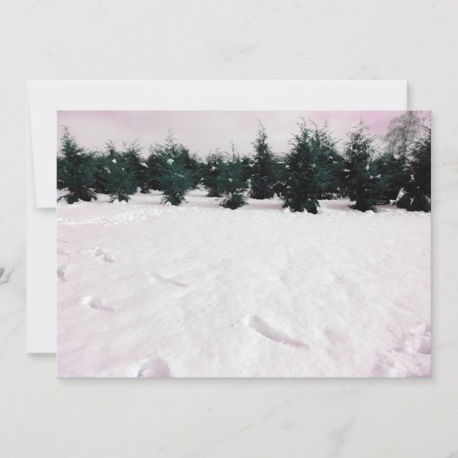 Convites Paisagem de inverno com larícios na neve  (Frente)