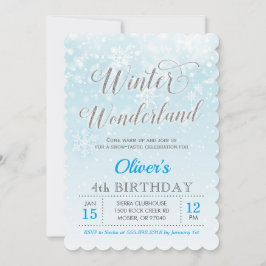 Convites Paisagem de Inverno Floco de Neve Azul Aniversário