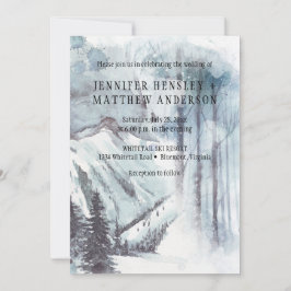 Convites Paisagem de Neve Montanhas de Pinheiros Casamento 