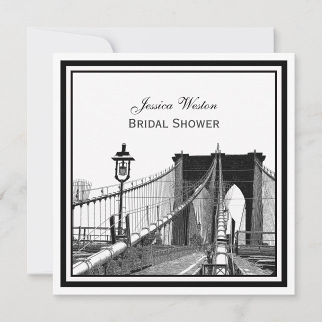 Convites Paisagem de NYC Ponte de Brooklyn #2 SQ Chá de Noi (Frente)