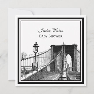Convites Paisagem de NYC Ponte de Brooklyn #2 SQ Chuvinha d