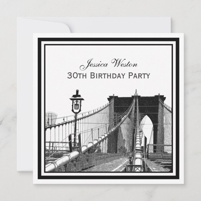 Convites Paisagem de NYC Ponte de Brooklyn #2 SQ Festa de A (Frente)