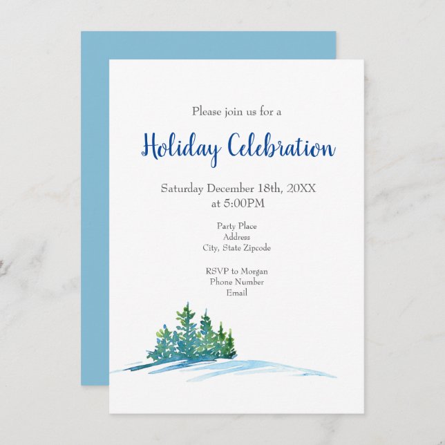 Convites Paisagem de Pinheiros com Aquarela (Frente/Verso)