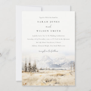 Convites Paisagem em Aquarela de Casamento em Jackson Hole 