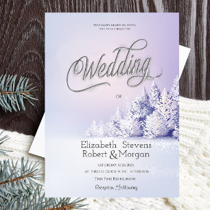 Convites Paisagem Florestal de Inverno Violeta Casamento