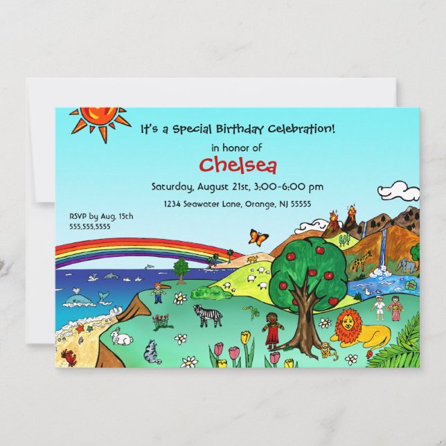 Convites Paisagem Infantil de Idyllic — Paraíso (Frente)