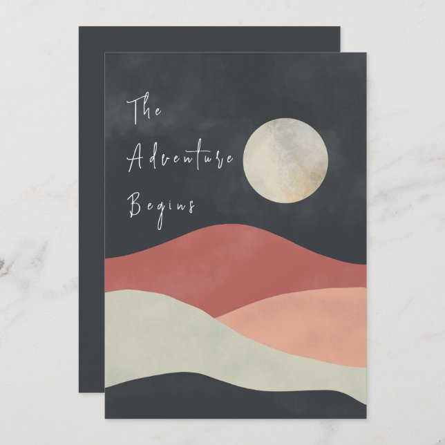 Convites Paisagem Montanha A Aventura Começa Casamento (Frente/Verso)