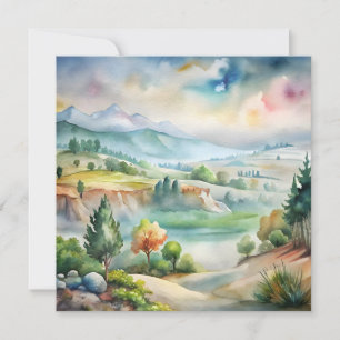 Convites Paisagem Montanhosa em Aquarela