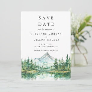 Convites Paisagem Montanhosa Florestal em Aquarela Save the