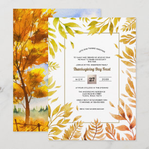 Convites Paisagem Rústica de Queda  Ação de Graças de F