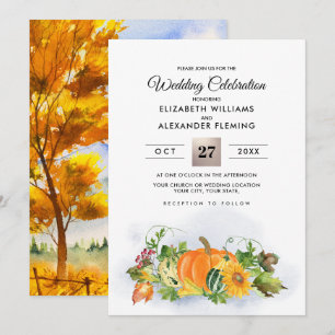 Convites Paisagem Rústica de Queda  Casamento de colheita 