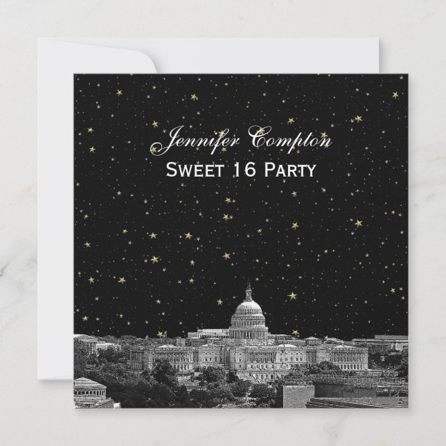 Convites Paisagem Urbana de Washington DC Etch Estrela DIY  (Frente)