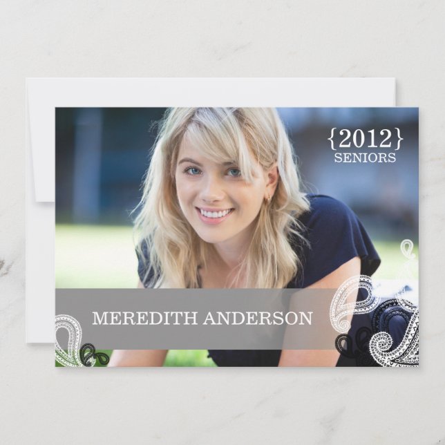 Convites Paisley, graduação 2012 da foto do formando do (Frente)