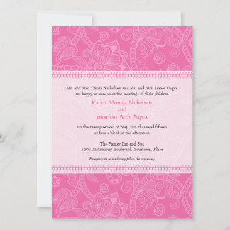 Convites Paisley Impression in Pink Weding Invitation