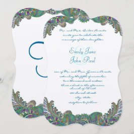 Convites Paisley Peacock Colors Wedings Invtions