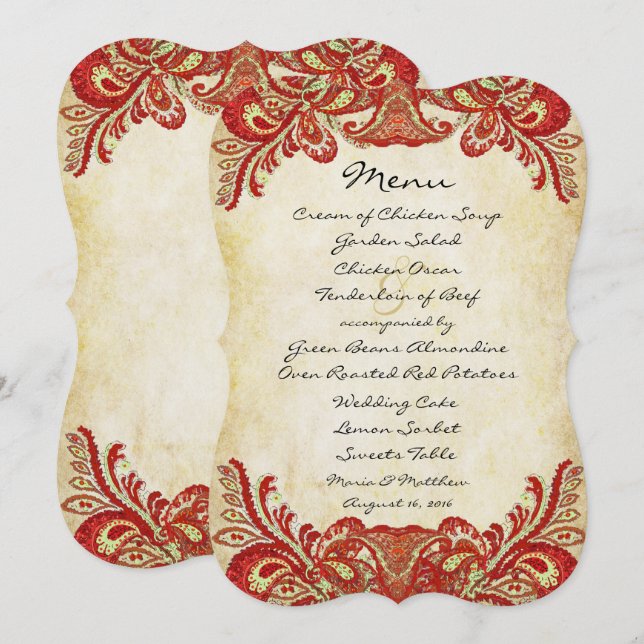 Convites Paisley Peacock Colors Wedings Invtions (Frente/Verso)