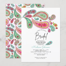 Convites Paisley Pink e Turquoise Folheto