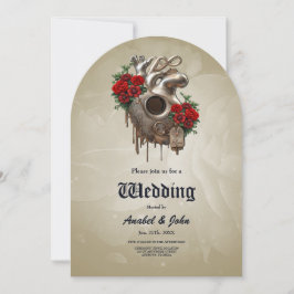 Convites Paixão Steampunk, o Coração do Amor mecânico.