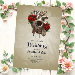 Convites Paixão Steampunk, o Coração do Amor mecânico.