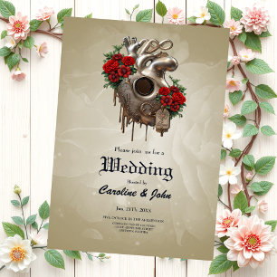 Convites Paixão Steampunk, o Coração do Amor mecânico.