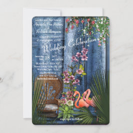 Convites Palácio de Mármore Azul de Vintage Tropical