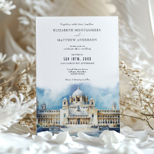 Convites  Palácio Umaid Bhawan Casamento na Índia Aquarela