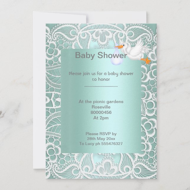 Convites Palácio verde-forte, chá de fraldas elegante (Frente)