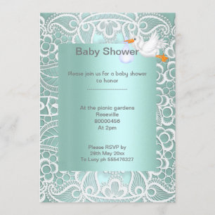 Convites Palácio verde-forte, chá de fraldas elegante