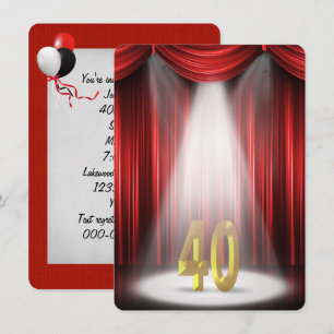Convites Palco com holofote de aniversário de 40 anos
