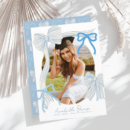 Convites Pale Blue Bows Photo Graduation Announcement