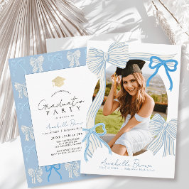 Convites Pale Blue Bows Photo Graduation Party