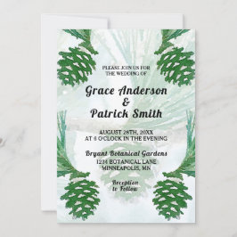 Convites Pale Green Winter Pine Cone Weding