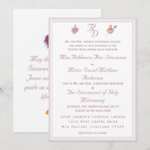Pale PinkTwo Hearts Catholic Wedding Invitation