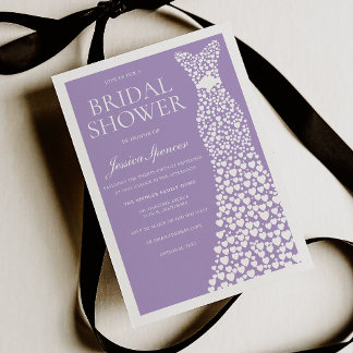 Convites Pale Purple & White Wedding Dress Bridal Shower