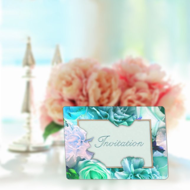 Convites Pale Teal Rose Birthday Party Invitation (Criador carregado)