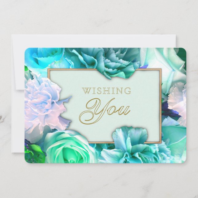 Convites Pale Teal Rose Secret Gardens Birthday Card (Frente)