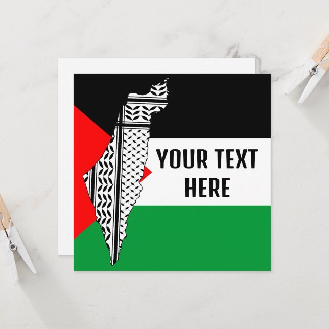 Convites Palestina - Bandeira e Mapa com Padrão Keffiyeh (Frente/Verso In Situ)