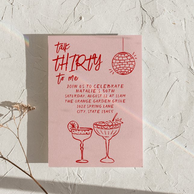 Convites Palestra Cor-de-rosa Vermelha, 30 aniversário de 3 (Criador carregado)