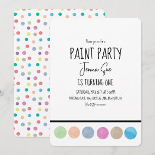 Convites Paleta de Aquarela de Pintura de Aniversário  
