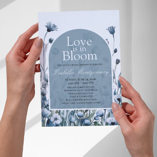 Convites Paleta de Azul Empoeirado Suave Amor em Flor