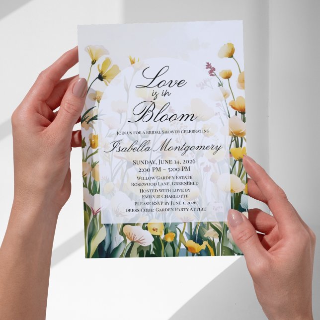 Convites Paleta de Borboleta Amarela Amor em Flor Chá de No (Butter Yellow Palette Love in Bloom Bridal Shower Invitations)