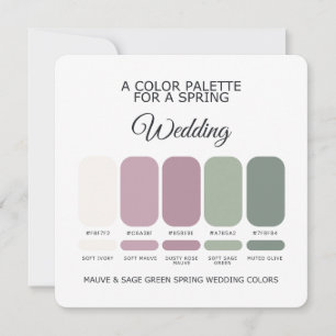 Convites Paleta de Casamento de Primavera Verde Sage Rosa M