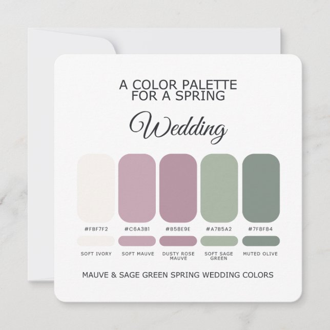 Convites Paleta de Casamento de Primavera Verde Sage Rosa M (Frente)